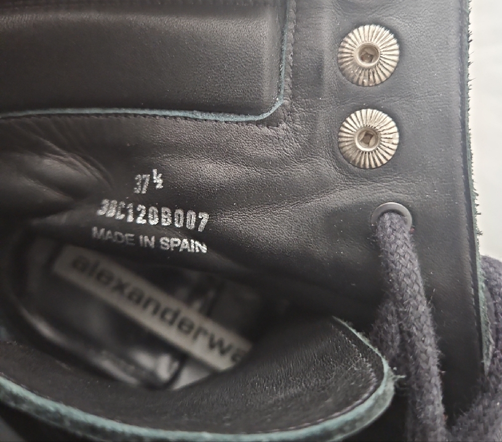 Alexander Wang Black Leather Combat Boots with Silver Eyelets - Picture 6 of 7